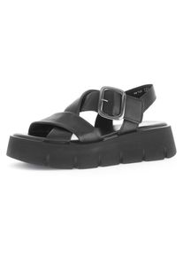 Gabor, Damen, Sandalette , Plateau, Sommerschuh, Riemchensandale mit gro&szlig;er Zierschnalle, schwarz, 37, Trendige Sandalette mit komfortable Best 