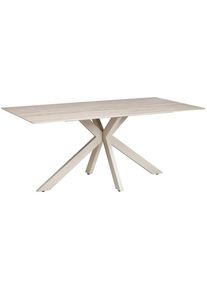 Mid.you Esstisch , Beige , Metall, Keramik , rechteckig , Flachrohr , 90x76x180 cm , Esszimmer, Esstische, Esstische Keramik