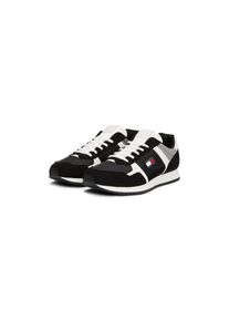 Tommy Jeans, Herren, Sneaker &raquo;TJM RUNNER CASUAL&laquo; , Schn&uuml;rschuh, Halbschuh, Freizeitschuh mit seitliche Logoflag, schwarz-wei&szlig;-grau, 41, schwarz-wei&szlig;-