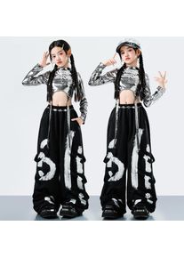 Korean Y2K Kids Streetwear Style Hip Hop Dance Costume for Girl Fashion Jazz Rapper Suit Children Stage Performance Clothing Set