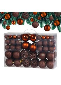 Casaria Weihnachtskugeln Bronze 100-tlg in matt, gl&auml;nzend & glitzernd