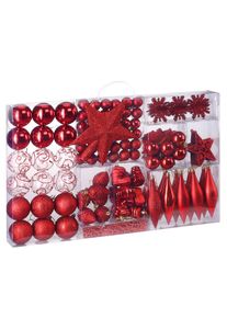 Casaria Weihnachtskugeln Rot 102 tlg in matt gl&auml;nzend & glitzernd