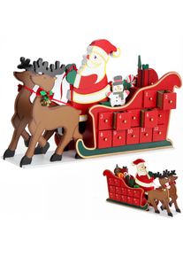 Spielwerk Adventskalender Schlitten Holz