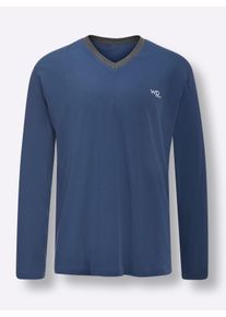 Heren Pyjamashirts in jeansblauw + antraciet gem&ecirc;leerd ,maat 44/46, Witt, 100% Katoen