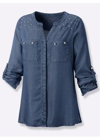 Dames Blouse met lange mouwen van lyocell in blue-bleached ,maat 38, WITT, 100% Lyocell