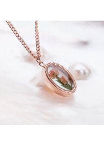 Holzkern Halsband Damer ros&eacute; och blomma