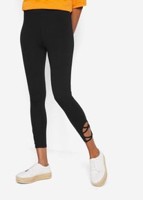 Leggings cropped a vita alta con cotone biologico, Nero, Taglia 42/44 (S), bonprix