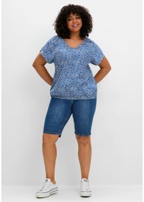 sheego Dames Jeansbermuda in curvy snit SUSANNE in blue denim ,maat 40, Witt, 99% Katoen, 1% Elastan