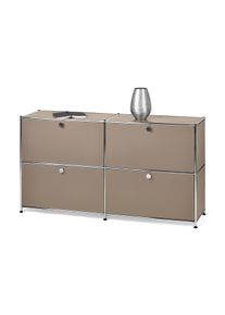 Tchibo - F&eacute;m kom&oacute;d, 2x2, 4 ajt&oacute;val, taupe