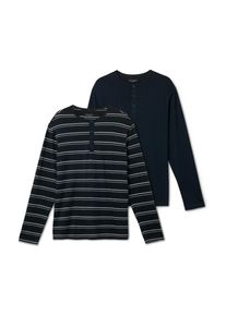 Tchibo - 2 f&eacute;rfi hossz&uacute; ujj&uacute; henley felső - f&eacute;rfi - m&eacute;ret M 48/50 - k&eacute;k/cs&iacute;kos