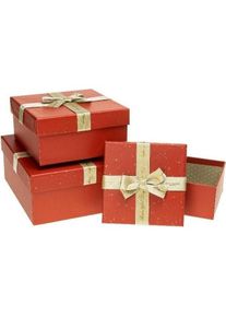 Rozette, Geschenkverpackung, Geschenkbox mit Schleife, 3 St&uuml;ck, rot ROSETT