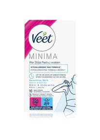 Veet, Wachs + Enthaarungscreme, Hypoallergenic wax straps bikini and armpits Mini has 16 pieces (L) (16 x)