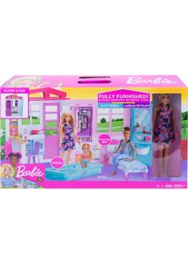 Barbie Ferienhaus mit M&ouml;beln und Puppe