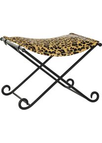 DKD Home Decor, Fussst&uuml;tze, Footrest Black Metal Brown Leather Leopard (55 x 45 x 41 cm)
