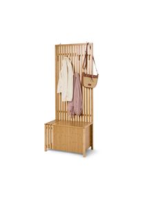 Tchibo - Garderobe mit Sitzbank in Lamellenoptik - 70x41x179cm - naturfarben - Holz / Bambusholz