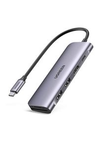 UGREEN USB-C to 2 Ports USB3.0-A Hub + HDMI + TF/SD with PD Power Supply - Space Grey