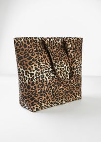 bonprix Női Canvas bev&aacute;s&aacute;rl&oacute; t&aacute;ska leop&aacute;rd fazonban, fekete, onesize