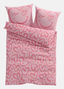 bonprix Lenjerie de pat din material cu bumbac, roz, 1x 80/80 cm, 1x 135/200 cm