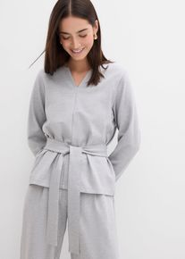 bonprix Femei Bluză cu m&acirc;neci lungi și cordon lat, din material cu viscoză, gri, 48/50
