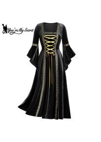 [You're My Secret] Punk Gothic Women Dress Vintage Dress Halloween Carnival Court Noble Medieval Queen Princess Cosplay Costume