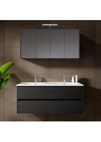 RIHO Porto Meuble avec plan vasque et armoire de toilette, F014012DP5+W018010005+F014030DP5+204927,