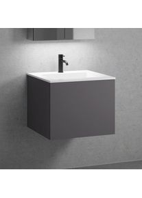 neoro n50 Meuble bas l: 60 cm, 1 tiroir, vasque blanche avec 1 trou de robinetterie,, BN0092WH+BN0431GR,