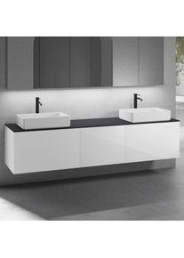 neoro n50 Ensemble de meubles l : 220 cm, 3 tiroirs, 2 lavabos l : 58 cm blanc mat,, 2#BN0065WM+2#BN0432WH+BN0431WH+BN0415BM,