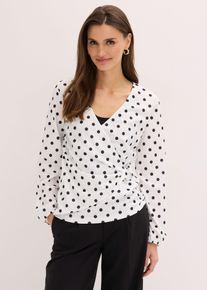 bonprix Bluzka z długim rękawem ze strukturalnego dżerseju, biały, 48/50