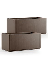 Casaria Bloempot Ethica Set van 2 Bruin plastic 80x36x36cm