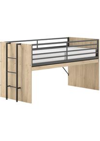 Vipack Hochbett &raquo;Sam, schlafen und arbeiten in einem, wahlweise Eiche- oder Wei&szlig;-Dekor&laquo; Liegefl&auml;che 90x200 cm, darunter eine gro&szlig;e ausziehbare 