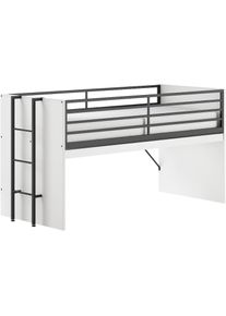 Vipack Hochbett &raquo;Sam, schlafen und arbeiten in einem, wahlweise Eiche- oder Wei&szlig;-Dekor&laquo; Liegefl&auml;che 90x200 cm, darunter eine gro&szlig;e ausziehbare 