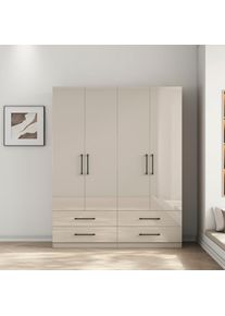 OTTO home Kleiderschrank &raquo;Sylt Schlafzimmerschrank Bestseller mit hochgl&auml;nzenden Fronten&laquo; Dreht&uuml;renschrank mit 4 Schubladen und 4 T&uuml;ren, Schrank in 