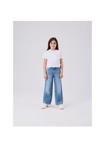 name it Weite Jeans &raquo;NKFROSE f&uuml;r M&auml;dchen mit weitem Bein und klassischem Sitz&laquo; normal, Denim, Abriebeffekte, Rei&szlig;verschluss blau, Gr&ouml;&szlig;e 128
