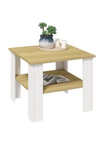 Vcm, Couchtisch &raquo;Sofatisch Couchtisch Beistelltisch Disalo 55x55&laquo; 1 Stk. tlg., Wei&szlig; / Honig-Eiche, B/H/T: 55 cm x 55 cm, Wei&szlig; / Honig-Eiche