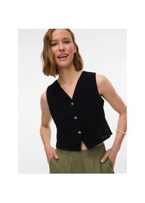 V&eacute;ro Moda Vero Moda, Damen, Kurzweste &raquo;VMCAIA SL VEST WVN NOOS&laquo; Baumwolle mit Leinen, figurbetonte Form, Black, XL, Black, Taillierte Weste von Vero Moda