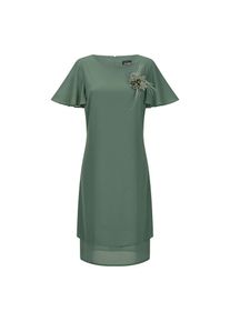 GOLDNER, Damen, Sommerkleid &raquo;Elegantes Chiffon-Kleid mit Brosche&laquo;, salbei, N-Gr, 40 - N-Gr, salbei, Zarter Chiffon, blickdicht unterf&uuml;ttert
