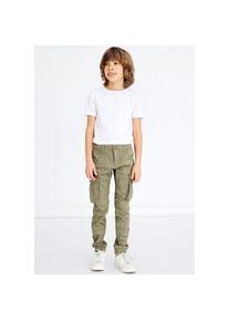 name it, Herren, Cargohose &raquo;NKMRYAN &ndash; f&uuml;r Jungen mit verstellbarem Bund und Stretchkomfort&laquo; unifarben, casual, regular fit, Twill, Deep Lichen Green, 