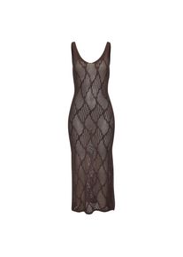Lascana, Damen, Strickkleid mit Ajourmuster, transparentes Strandkleid, elegant, braun, N-Gr, 38 - N-Gr, braun, Sommerkleid mit tiefem V-Ausschnitt