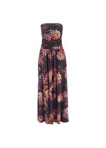 Lascana, Damen, Maxikleid Eingrifftaschen mit Floralprint und Taschen, sommerliches Bandeaukleid, Strandkleid, schwarz-bedruckt, N-Gr, 38 - N-Gr, 