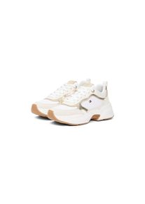 Tommy Hilfiger, Damen, Keilsneaker &raquo;TH CHUNKY RUNNER METALLIC&laquo; , Plateau, Sch&uuml;rer, Halbschuh mit seitlicher Logoflagge, wei&szlig;-ecru-goldfarben, 37, 