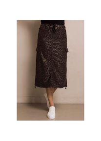 Zhrill, Damen, Midirock &raquo;ZHJIL&laquo; im Leo-Look und mit Cargo-Taschen, BLACK, L, BLACK, Damen-Rock von Zhrill