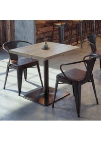 Bistrotisch HWC-H10, Bartisch Thekentisch, Industrial Gastro Metall Ulme Massivholz MVG 70x70cm ~ hellbraun