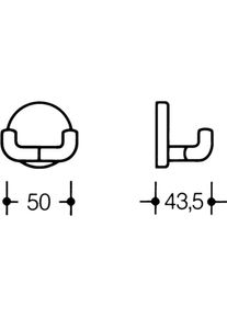HEWI, Kleiderhaken + Wandgarderobe, Doppelhaken 477.90B025 doppelt Ausladung 43,5 mm Polyamid 98 signalweiss matt &Oslash; 50 mm