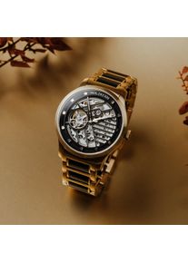 Skeleton Gold Automatic Men's watch Varanger, Innovative Design, Black Stainless Steel