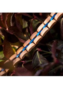 Men's Bracelet Fantasia with Brown Olive wood and Blue Stainless steel