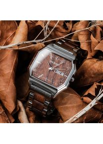 Holzkern Vintage Men's Watch Gaudi, Aesthetic Design, Day & Date Subdial, Unique Gift Idea