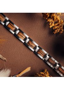 Holzkern bracelet for Damen und Herren Rhapsody (Zebrawood/Silver) made of natural wood, size adjustable