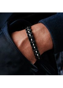 Men's Bracelet Fantasia, Black Maple Wood and Silver Stainless Steel