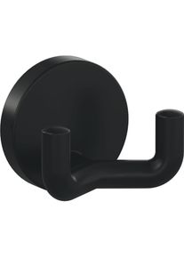 HEWI, Kleiderhaken + Wandgarderobe, Doppelhaken 477.90B025 doppelt Ausladung 43,5 mm Polyamid 90 tiefschwarz matt &Oslash; 50 mm