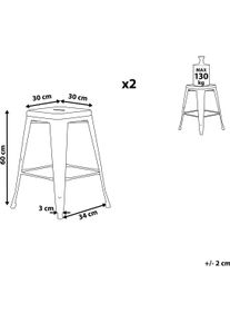 Beliani, Barhocker, Hocker grau H&ouml;he 60 cm 2er Set CABRILLO
